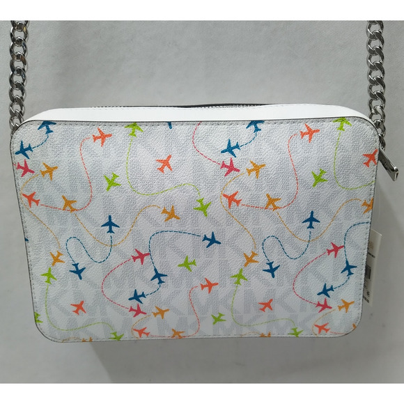 Michael Kors Jet Set Multicolor Leather Airplane Printed Crossbody Bag - NWT - Picture 3 of 14